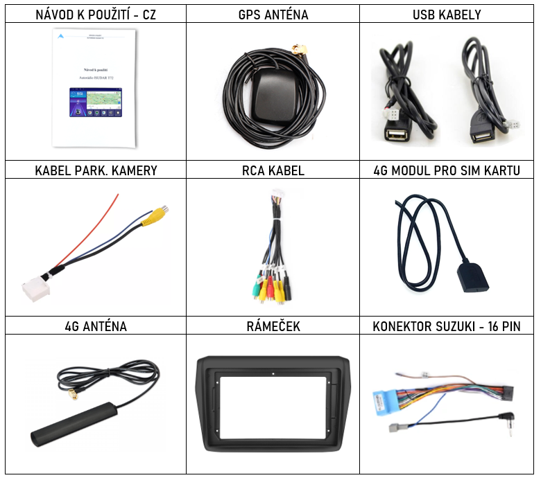 CZ příslušenství pro autorádio Isudar T68 pro Suzuki Swift s carplay a androidauto - evtech.cz